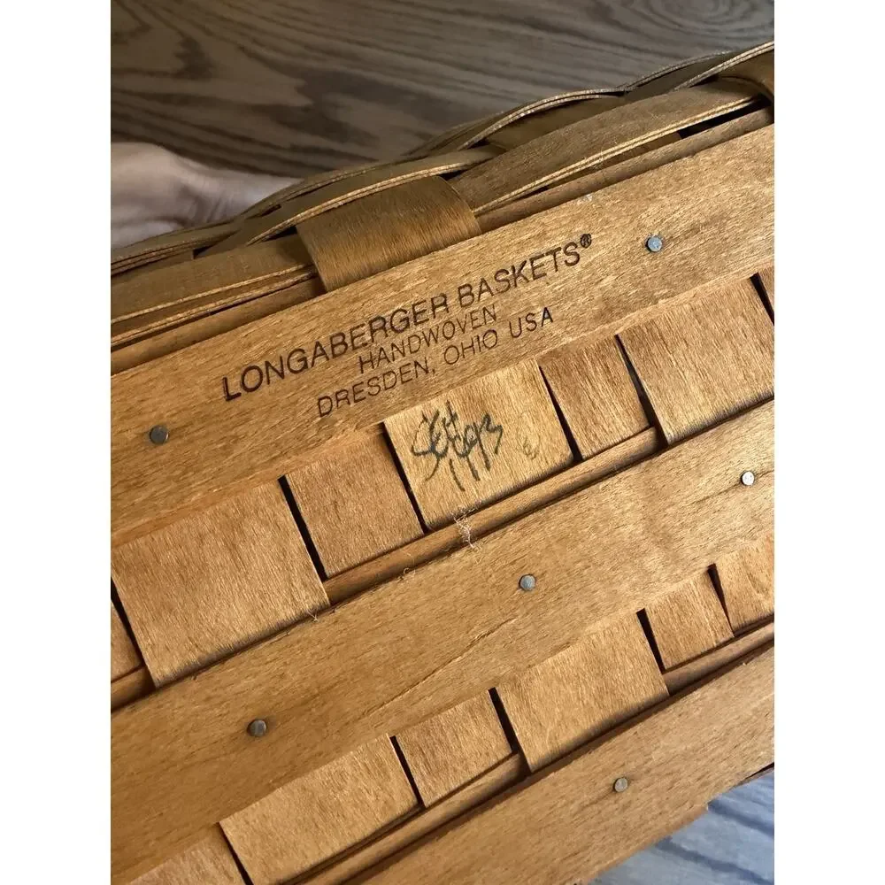 Vintage 1993 Longaberger Large Market Basket Magazine Basket With Handles Signed